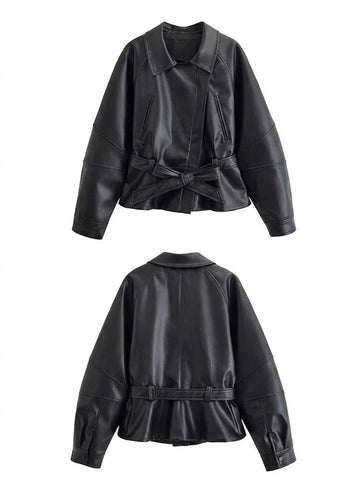 Nu Goth Midnight Bound Oversized Faux Leather Coat