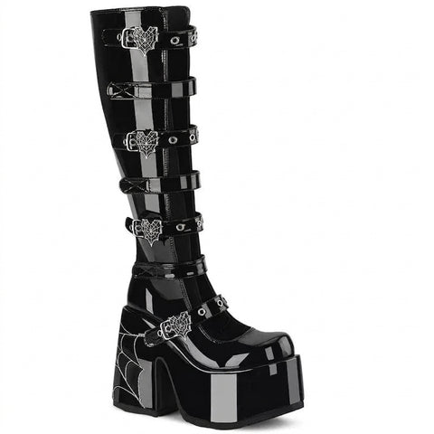 Goth Spiderweb Platform Knee Boot