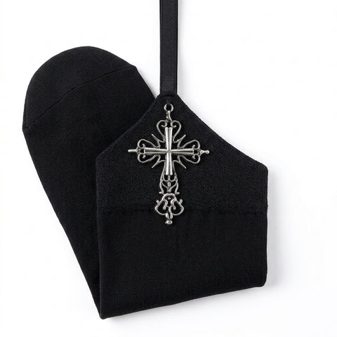 Nu Goth Cathedral Cross Garter Thigh-High Sock