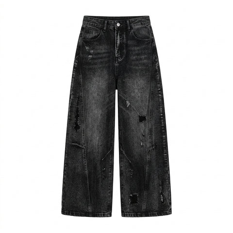Nu Goth Asphalt Wash Wide Leg Denim Pants