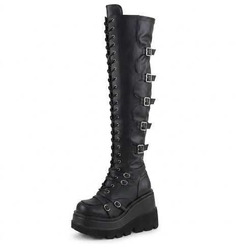 Cyber Goth Overlord Over-The-Knee Platform Boot