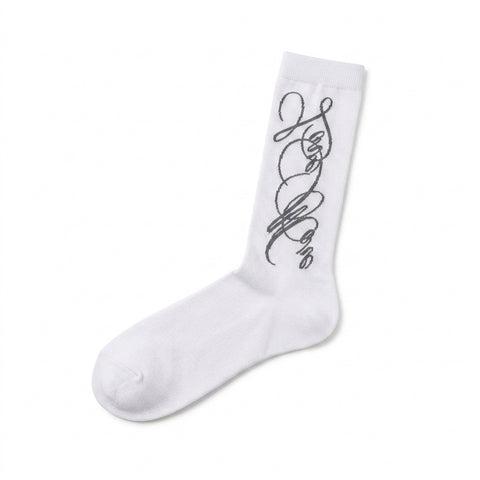 Nu Goth Script Tattoo Thigh-High Sock