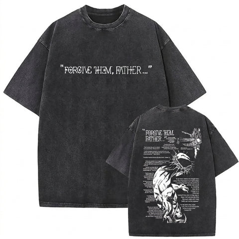 Nu Goth Forgive Them Father Washed Graphic T-Shirt