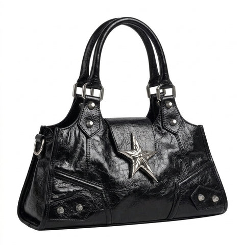 Goth Silver Star Moto Structured Bag