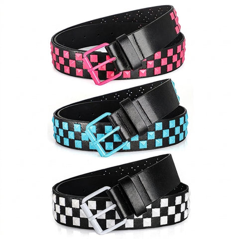 Mall Goth Checkerboard Pyramid Stud Belt