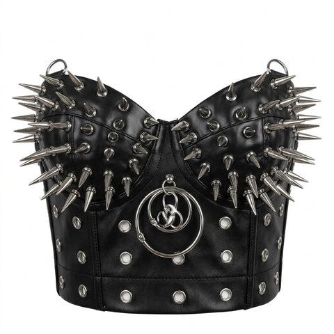 Cyber Goth Spike Storm Bralette T-Shirt