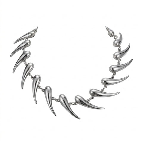 Cyber Goth Fang Claw Statement Necklace