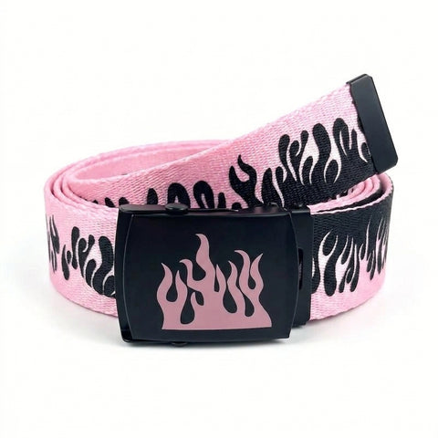 Pastel Goth Bubblegum Flame Canvas Belt