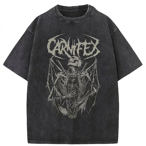 Goth Carnifex Winged Skeleton Graphic T-Shirt