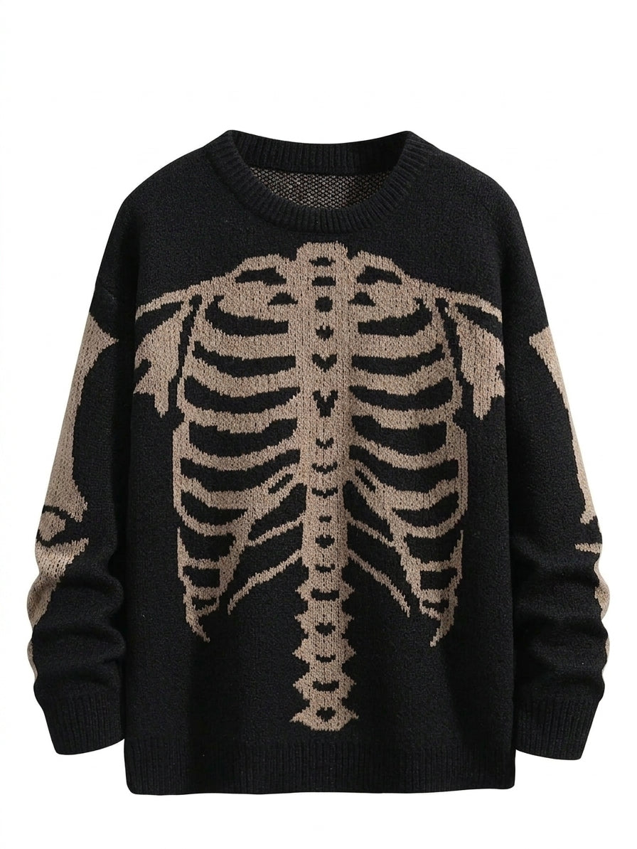 Goth Bare Bones Skeleton Knit Sweater