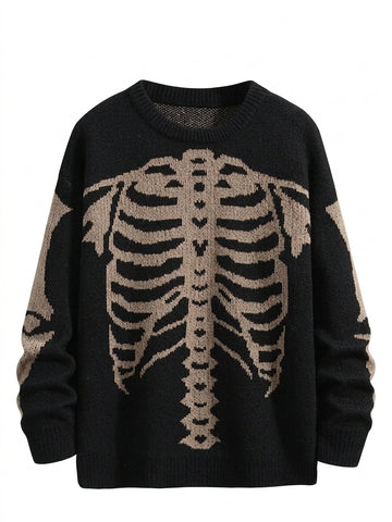 Goth Bare Bones Skeleton Knit Sweater