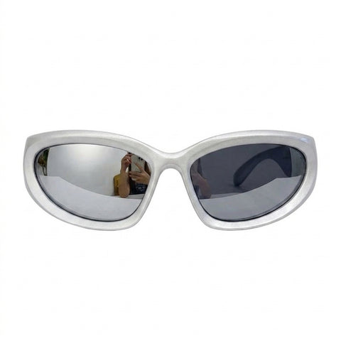 Cyber Goth Chrome Wraparound Shield Sunglasses