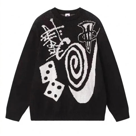 Goth Loaded Dice Chaos Knit Top