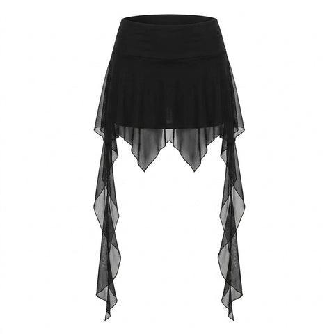 Nu Goth Shredded Veil Mini Skirt