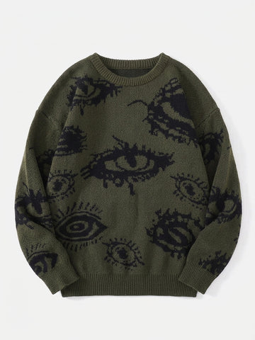 Nu Goth All-Seeing Eyes Jacquard Knit Sweater