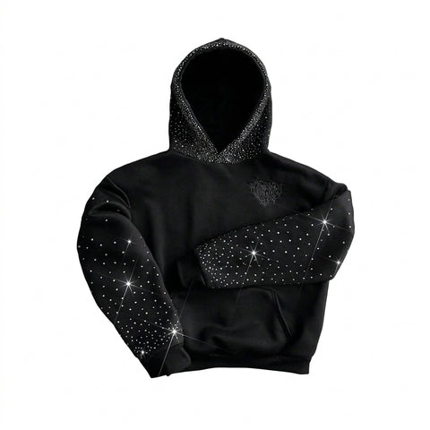 Goth Starfall Crystal Rhinestone Hoodie Sweater