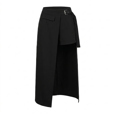 Nu Goth Fractured Silhouette Asymmetric Skirt
