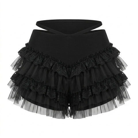 Goth Midnight Ruffle Cake Pants