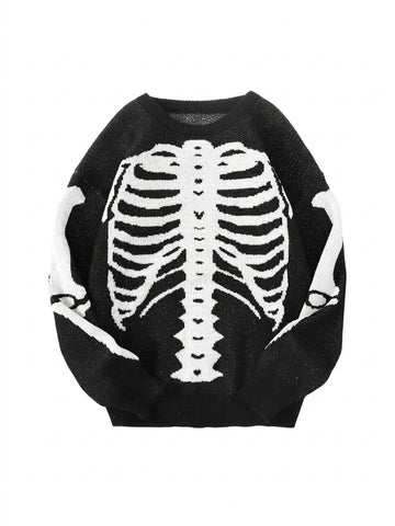 Goth Skeleton Rib Cage Knit Sweater