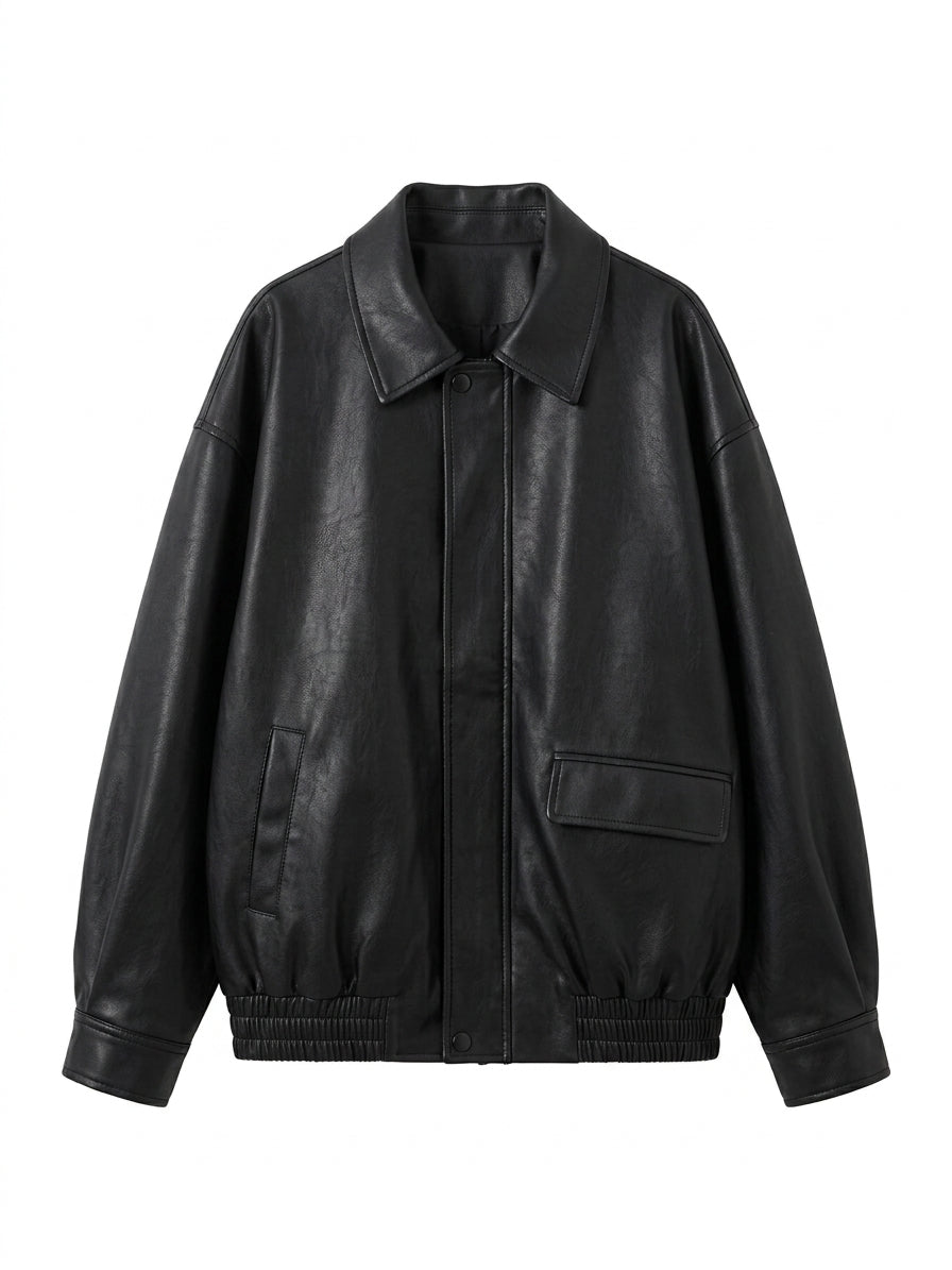 Nu Goth Shadows Edge Oversized Faux Leather Coat