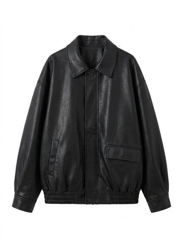 Nu Goth Shadows Edge Oversized Faux Leather Coat