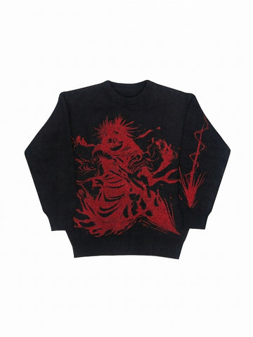 Goth Demon Fury Jacquard Knit Sweater