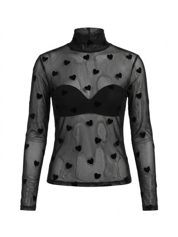 Goth Velvet Heart Mesh Tshirt