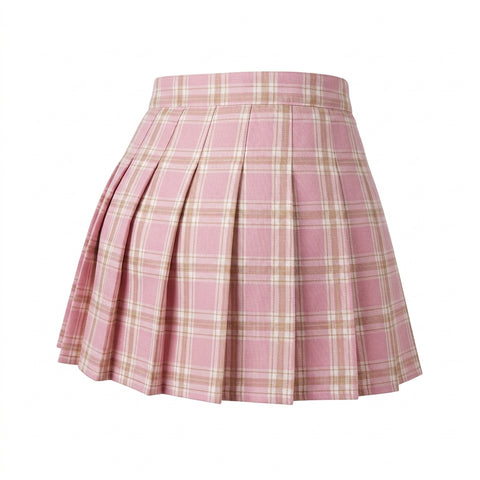 Pastel Goth Cotton Candy Plaid Pleated Mini Skirt