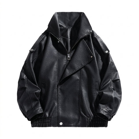 Goth Oversized Faux Leather Bomber Jacket