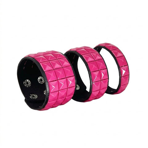 Mall Goth Hot Pink Pyramid Stud Wide Cuff Bracelet