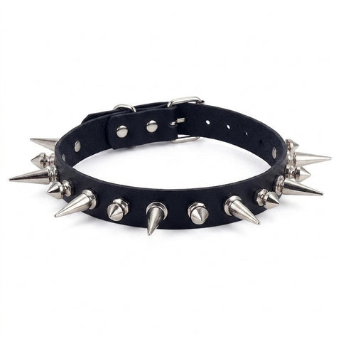 Goth Double-Row Spike Collar Necklace