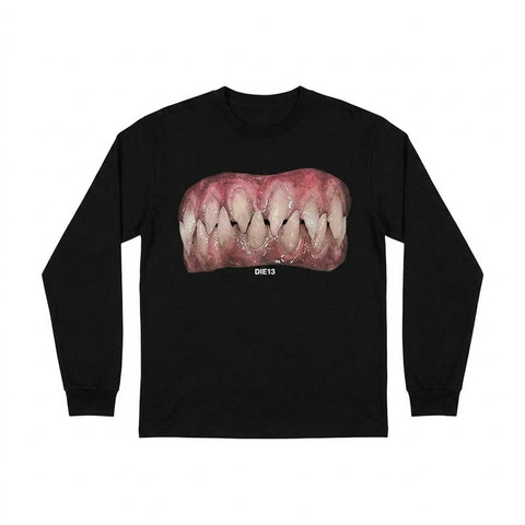 Goth DIE13 Bare Teeth Graphic Hoodie Tshirt