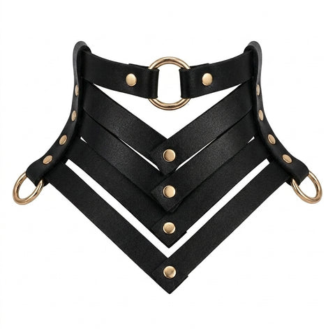 Goth Chevron Armour Necklace in Black & Antique Gold