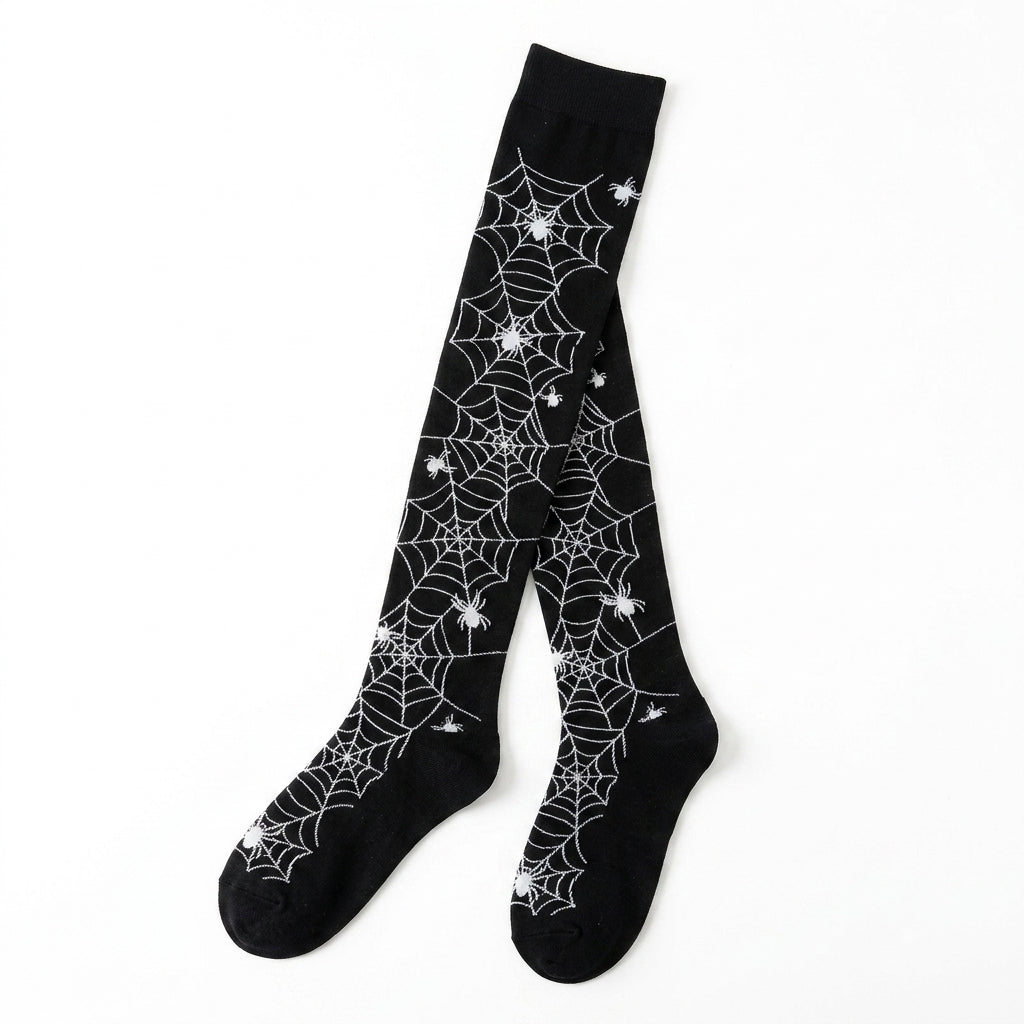 Goth Cobweb Queen Thigh-High Sock