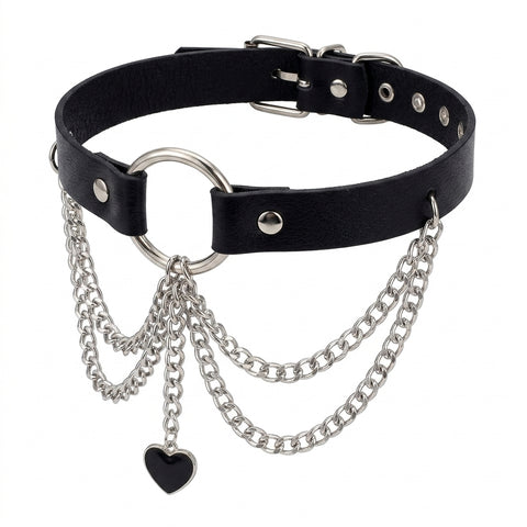 Goth Leather Choker Necklace — Dark Devotion Collection