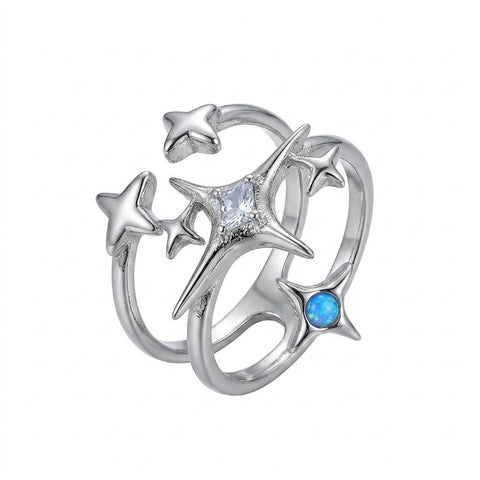 Goth Shattered Star Spike Ring