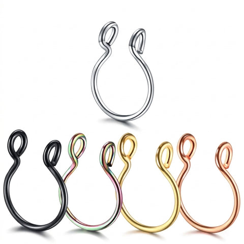 Goth No-Piercing Fang Loop Nose Ring Set