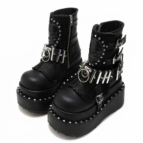 Goth Skull Sentinel Platform Boot