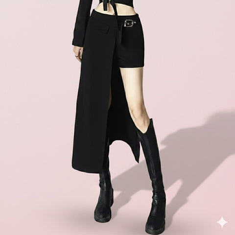 Gothic Skirt with black cargo asymmetric hem