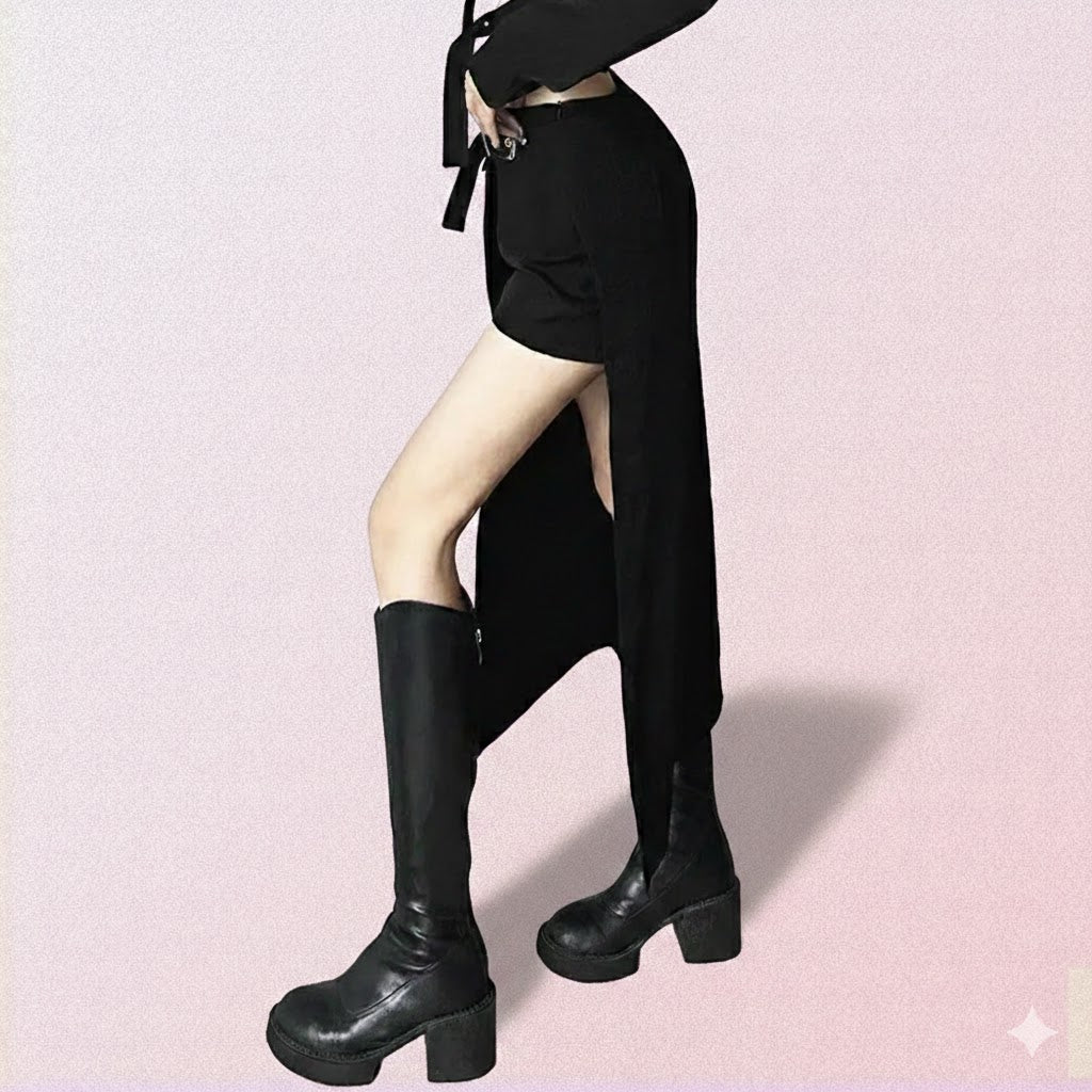 Gothic Skirt with black cargo asymmetric hem