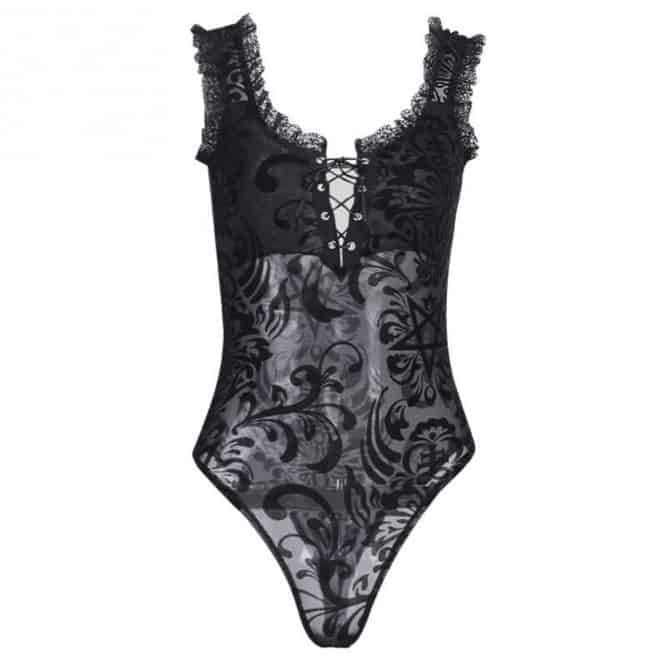 TIGHT THIN LACE BODYSUIT | Goth Aesthetic Shop