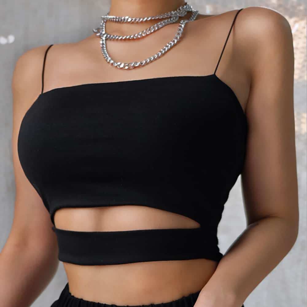 BLACK SEXY FITTED CROP TOP