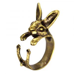 BLACK SILVER GOLD RABBIT ADJUSTABLE SIZE RING | Goth Aesthetic Shop