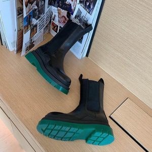 GREEN PLATFORM HIGH PU LEATHER BOOTS | Goth Aesthetic Shop