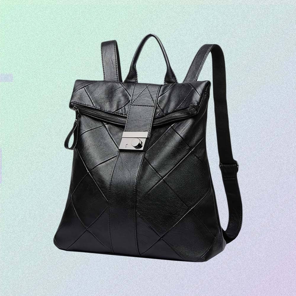 BLACK AESTHETIC PU LEATHER BACKPACK