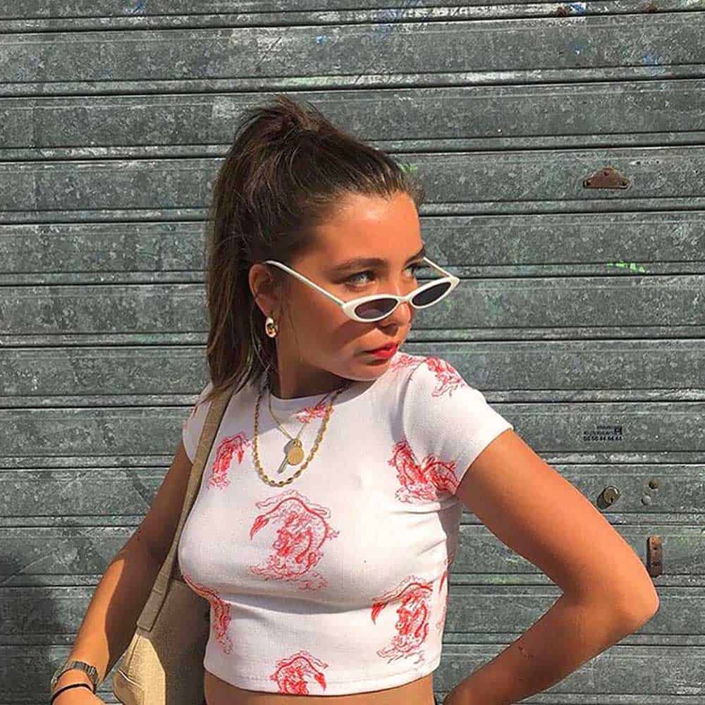 RED CHINESE DRAGON PRINT CROP TOP