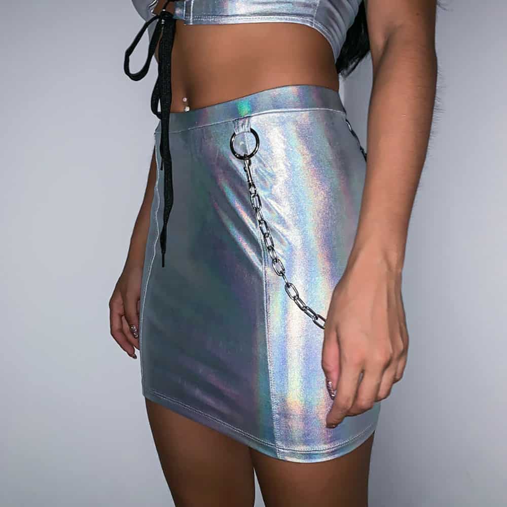 SEXY LASER HOLOGRAPHIC MINI SKIRT
