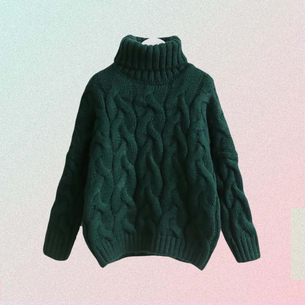 VINTAGE AESTHETIC LONG SLEEVE OVERSIZED KNITTED TURTLENECK | GOTH ...