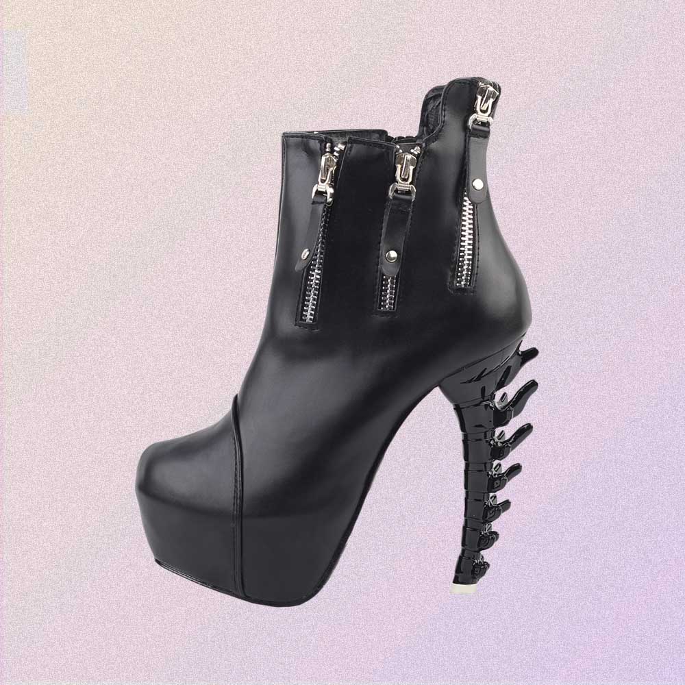 GOTHIC AESTHETIC SPINE HIGH HEEL PLATFORM ANKLE BOOTS