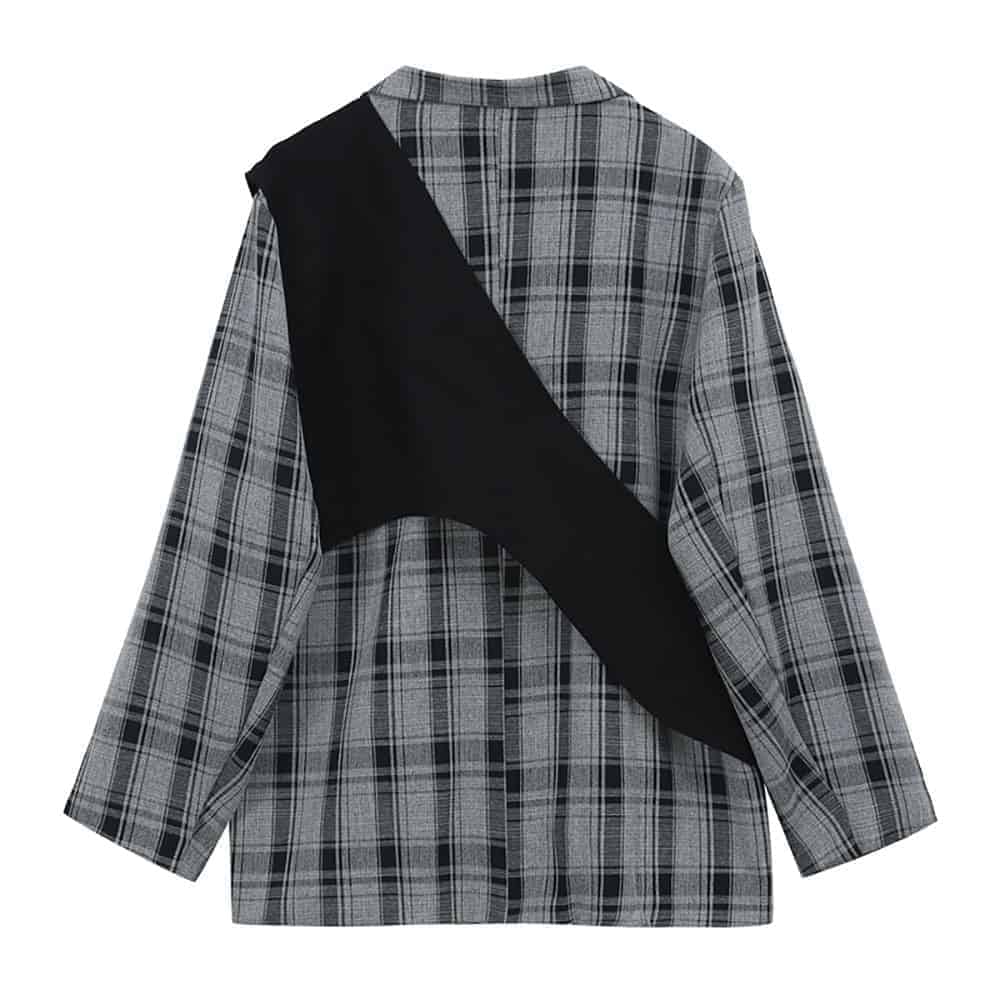 STREETWEAR AESTHETIC PLAID OVERSIZED JACKET WITH CHAINS